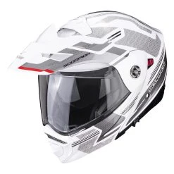 Coupon ???? Plastic Scorpion Adx-2 Carrera Modular Helmet White Silver ⌛