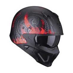 Buy ⭐ Removable Chin Scorpion Covert X Tattoo Helmet Black Matt Red ???? -Scorpion Shop scorpion covertx tattoo rosso 3