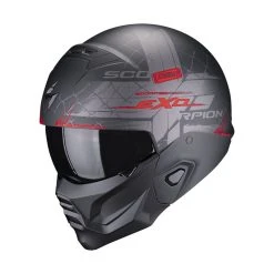 Discount ???? Removable Chin Scorpion Exo Combat 2 Xenon Helmet Black Matt Red ????